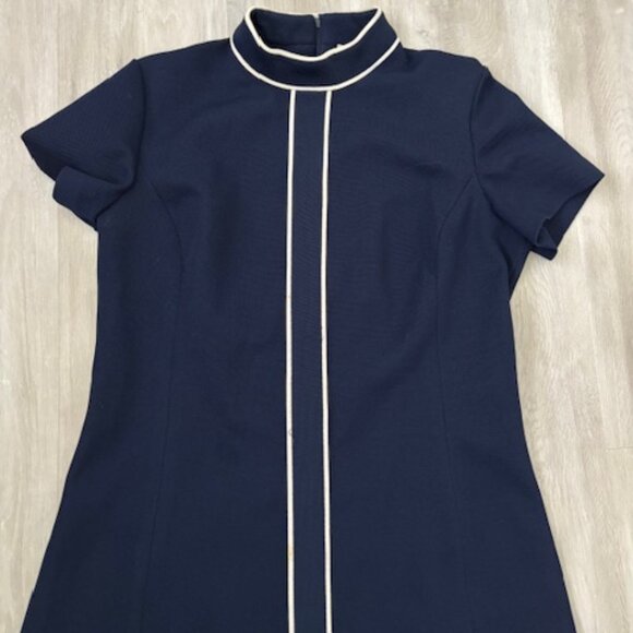 Vintage 70s Butte Knit 100% Textured Dacron Polyester Cap Sleeve Dress size M - Picture 2 of 4